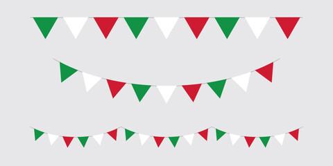 Wall Mural - Seamless national flag of Italy triangle party bunting border. Flat vector illustration.	