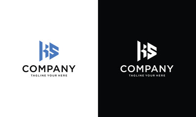Wall Mural - Creative and Minimalist Letter KS Logo Design Icon, Editable in Vector Format in Black and White Color