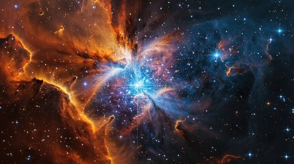 Wall Mural - a space telescope capturing the birth of new stars in a nebula