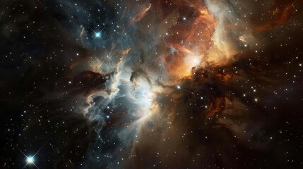 Wall Mural - a space telescope capturing the birth of new stars in a nebula