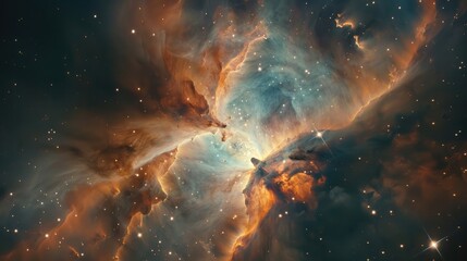 Wall Mural - a space telescope capturing the birth of new stars in a nebula