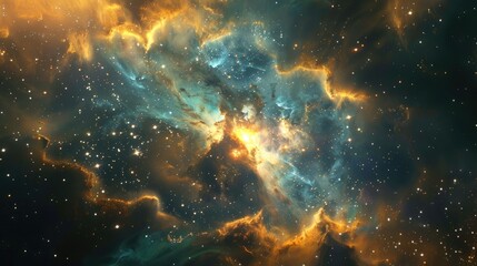 Wall Mural - a space telescope capturing the birth of new stars in a nebula
