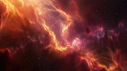 Wall Mural - View of a cosmic nebula from a spaceship traveling through deep space