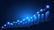 © AdriFerrer - Illuminated blue graph bars with upward trend line on dark background.