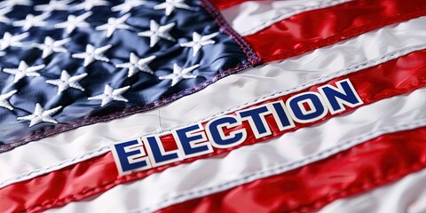 2024 US Election concept - American flag and voting for 2024 presidential, gubernatorial, federal, and state elections 