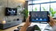 © pkproject - Woman Utilizing Smart Devices in a Modern Living Room
