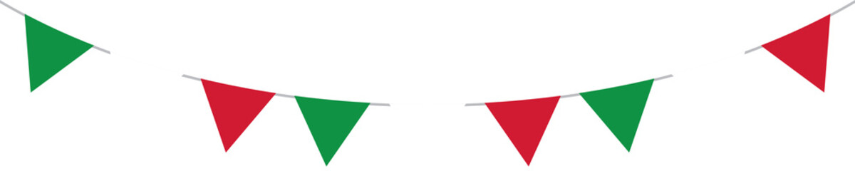 Wall Mural - Seamless national flag of Italy triangle party bunting border. Flat design illustration.