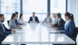 © anmitsu - People having a meeting in a conference room. Abstract white blurred office interior space background. Businessman working in the office. business concept.