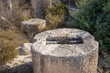 ancient stone millstones found at excavations, Judean Hills, Israel