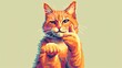 A pixel art representation of a cat giving a thumbs up, evoking nostalgia and humor in the digital age