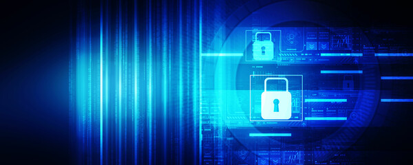 2d illustration Safety concept: Closed Padlock on digital background