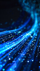 Wall Mural - abstract blue data flow light streak over a black background. communication technology and data traf