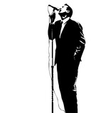 Fototapeta  - silhouette of a person with a microphone