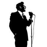 Fototapeta  - singer silhouette with microphone