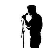 Fototapeta  - silhouette of  a singer with microphone