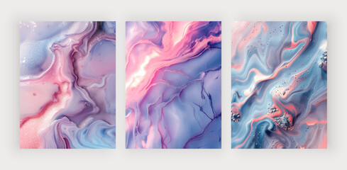 Wall Mural - Purple and blue, pink liquid marble texture for design cards, banners, invitatios
