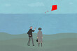 © The Laundry Room/Stocksy - Elderly couple flying kite on beach