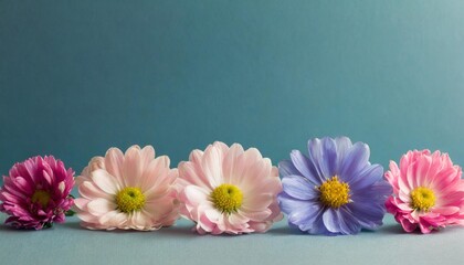 Wall Mural - Conjunto de flores de primavera sobre fondo liso