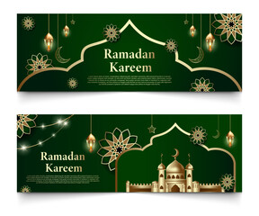 Wall Mural - Ramadan or Islamic themed banners. background color is dark green