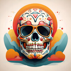 Wall Mural - Cute and scary cartoon skull pictures, stickers, t-shirts.