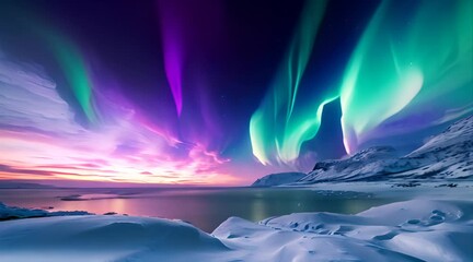 nighttime natural light show: aurora borealis in the winter sky