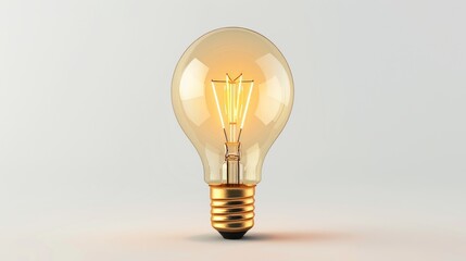 Poster - 3D illustration of a realistic light bulb. Concept of business idea and strategy. Power-saving lamp. Eco-friendly electricity. Bright lightbulb. Cartoon creative design isolated on white background.