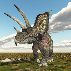 Wall Mural - Dinosaurier Pentaceratops in einer Landschaft