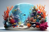 Fototapeta Do akwarium - Underwater Beauty: A Vibrant Aquarium Showcasing Colorful Corals and Exotic Fish in a Serene, Aquatic Habitat, generative AI