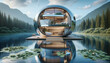 Futuristic Sustainable Living Pod on Serene Lake at Dusk