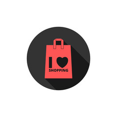 Wall Mural -  I love shopping bag icon isolated on transparent background