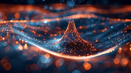 Poster - Conceptual image of a big data or sales funnel composed of points, lines, and shapes shaped like planets, stars and the universe. Inspired by the starry sky.