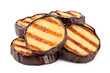 grilled sliced eggplant isolated on white background. clipping path
