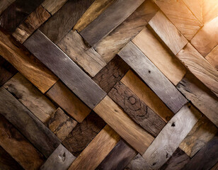 Wall Mural - rows wooden background plank with light corner