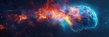Fototapeta Kosmos - Gorgeous and exquisite cosmic brain adorned with nebulae and brilliant stars. Generative Ai