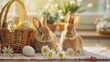 easter background with easter rabbit and eggs