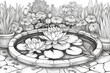 Lotusblumen auf der Wasseroberfläche und mit Töpfen geschmückt