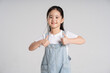 © Q88 - Portrait of a lovely Asian baby girl posing on a white background