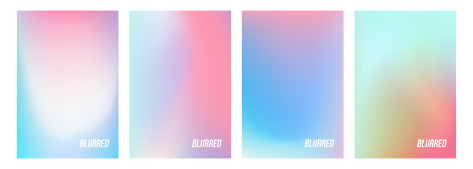 Leinwandbilder - Set of light colored blurred abstract backgrounds. Soft color gradients for creative graphic design. Vector illustration.