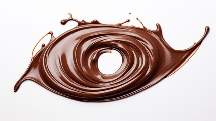 Wall Mural - Hot melted chocolate swirl isolated on a white background