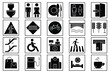 public navigation icon set. toilet, food court, elevator, information desk, atm, etc. solid icon style. navigation vector illustration