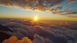 Amazing clouds and sunset view top of mountain