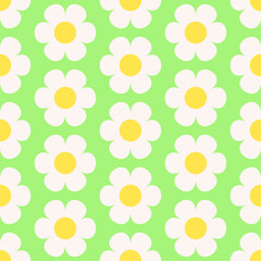 Wall Mural - White stylized flowers on geen background. Vector seamless pattern. Best for textile, wallpapers, home decoration, wrapping paper, package and your design.