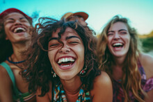 A group of young women enjoying a moment of laughter and camaraderie as they share joyful moments together