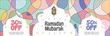 Fototapeta Młodzieżowe - Colorful abstract ramadan horizontal banner