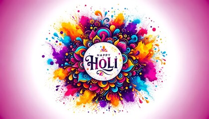 Wall Mural - Illustration of a vibrant and colorful holi banner.