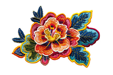 embroidery patch isolated on transparent background generative ai