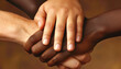 The bound hands indicate the might of togetherness and the formidable force of unity