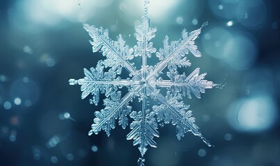 Wall Mural - Beautiful macro photo of a snowflake. Winter.