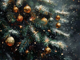 Canvas Print - christmas tree, close up 