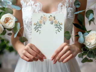 Wall Mural - bride holding wedding card